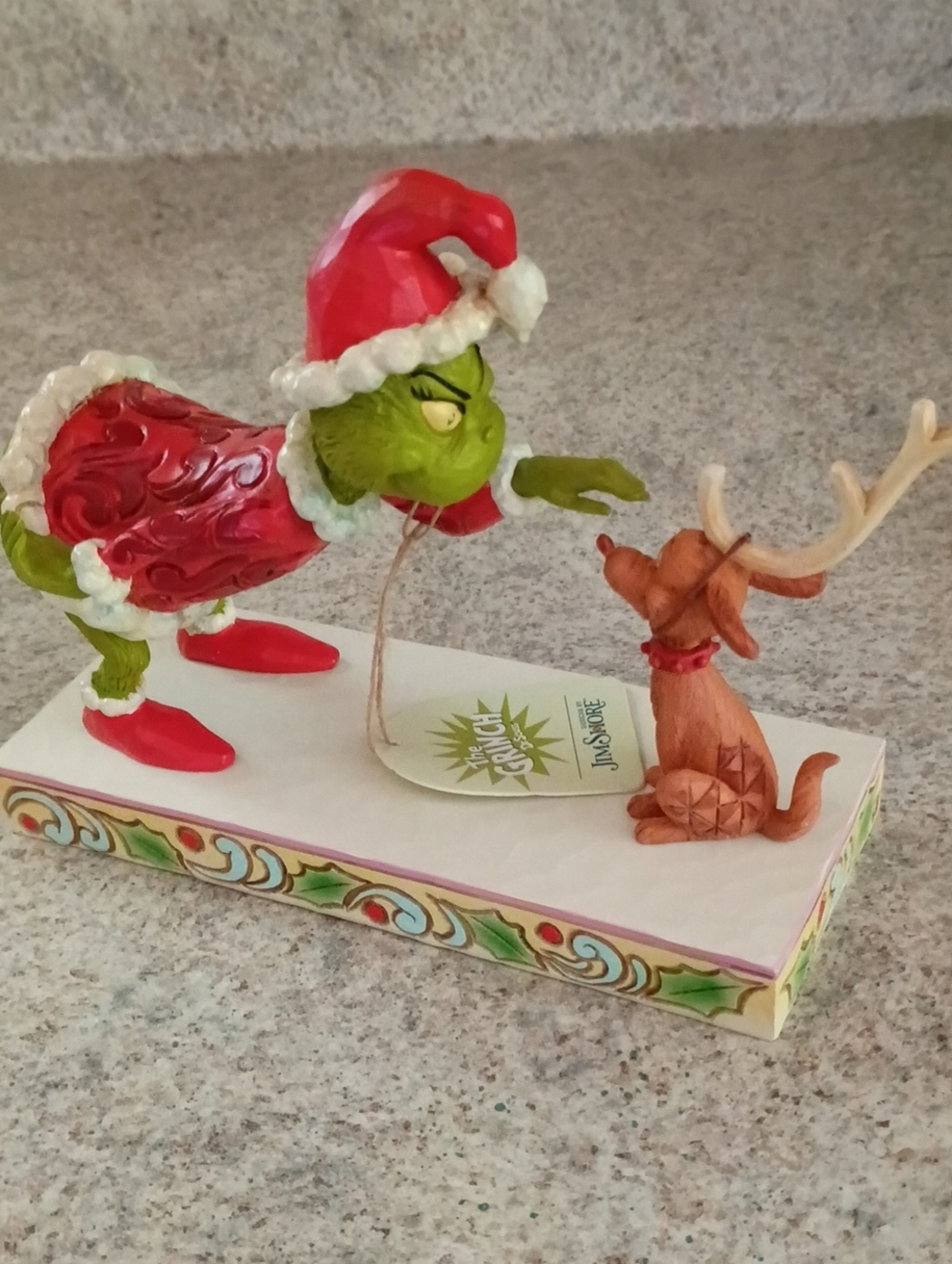 Jim Shore The Grinch Figurine - Grinch Bending Over Petting Max
